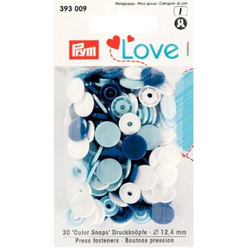 Prym Love Druckknopf Color 12,4 mm blau/weiß/hellblau