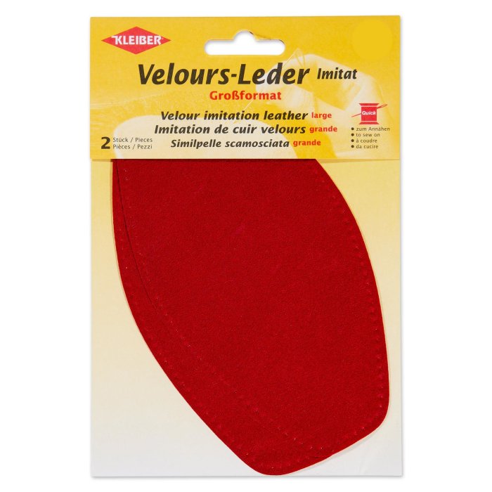 Velour-Leder-Imitat-Flicken im Großformat zum Annähen, rot