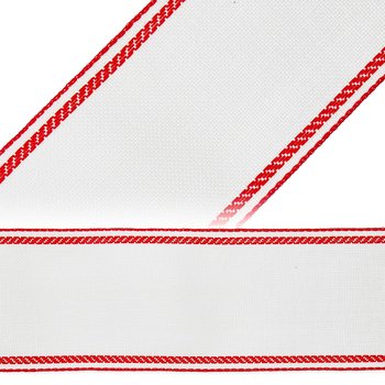 Leinenband 7 cm, weiß-rot