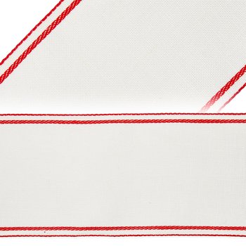 Leinenband 10 cm, weiß-rot